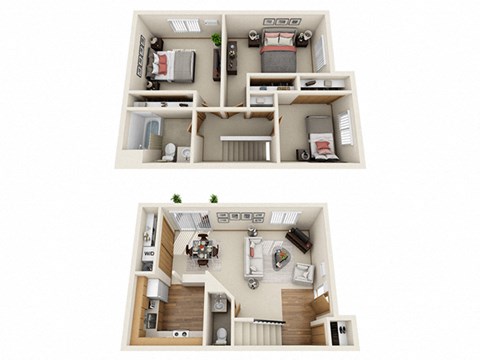 Floor plan for 3 beds, 1.5 baths, 1135 sqft